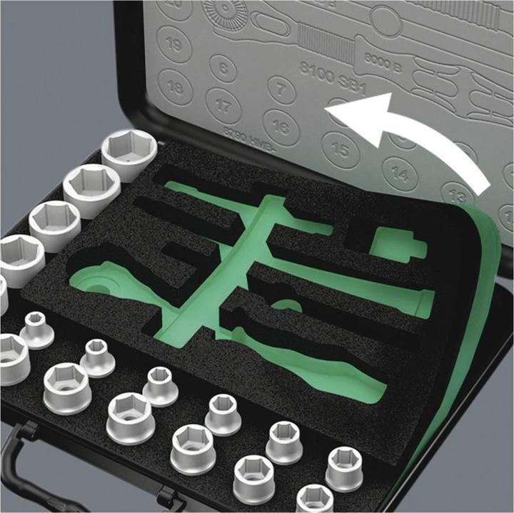 Produktbild Wera 8100 SB 2 Zyklop Speed-Knarrensatz (24 mm, 18 mm, 11 mm, 12 mm, 20 mm, 19 mm, 15 mm, 13 mm, 21 mm, 14 mm, 23 mm, 22 mm, 17 mm, 16 mm, 6 mm, 9 mm, 10  mm, 8 mm, 7 mm)