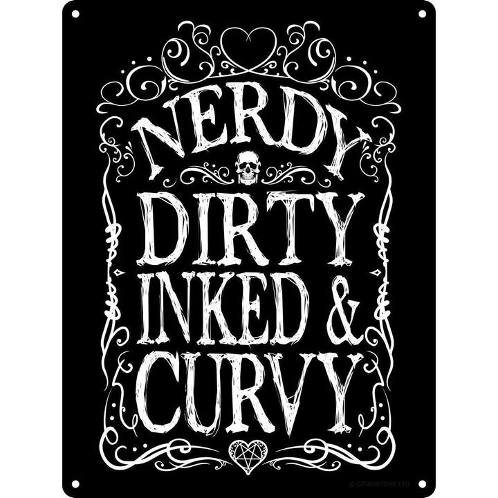 Immagine prodotto Grindstore Mini insegna in metallo Nerdy Dirty Inked & Curvy (15 x 20 cm)