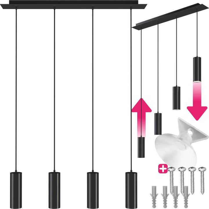 Produktbild tectake Pendelleuchte Lumea, 4-flammig, längenverstellbare Kabel (GU10)