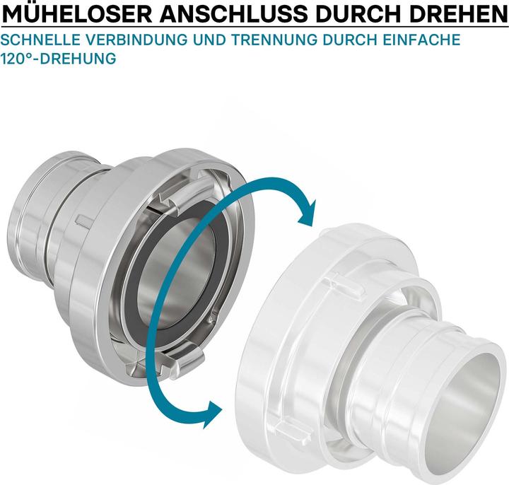 Produktbild Wiltec Storz Kupplung C 52mm Druckkupplung langer Stutzen Aluminium (Kupplung, 52 mm)
