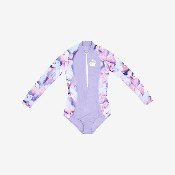 Produktbild Olaian Badeanzug langarm Surfen Mädchen Frontreissverschluss Lucy 500 violett (12, 13, 14)