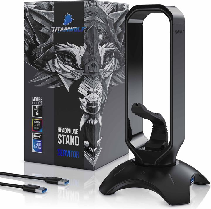 Immagine prodotto Titanwolf Supporto per cuffie RGB LED con hub USB