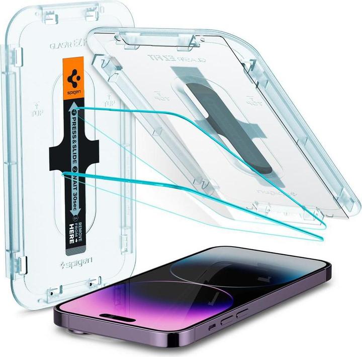 Spigen Glas.tR EZ Fit (2 Stück, Apple iPhone 14 Pro Max)