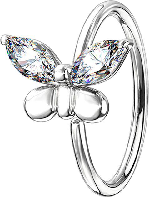 Produktbild Star Piercing Micro Piercing Ring silber Schmetterling mit Kristall (Messing)
