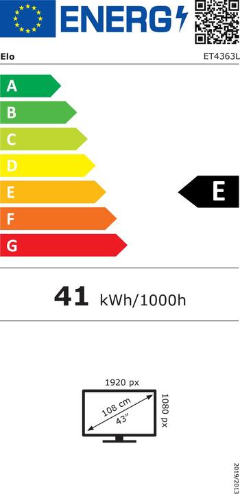 Label énergétique ēlo Solutions ELO, MTO, NCNR, 4363L 43-INCH WIDE LCD OPEN FRAME, FULL HD, VGA & HDMI 1.4 (1920 x 1080 pixels, 42.50")