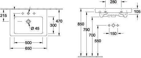 Actual product image Villeroy & Boch Subway 2.0 washbasin 65 cm white with coating 711365R1 (470 mm, 650 mm)