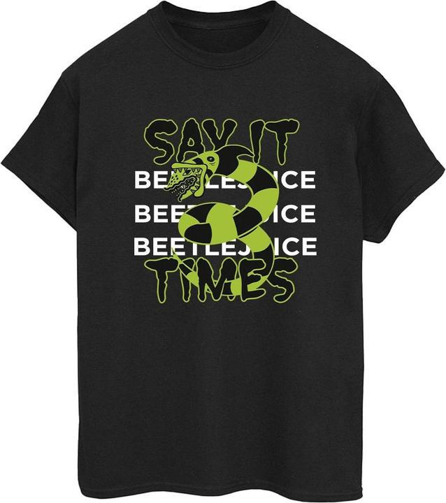 Actual product image Beetlejuice Womens/Ladies Say It 3 Times Cotton Boyfriend T-Shirt (3XL)