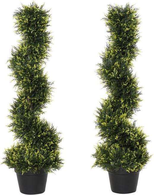 Produktbild Swisshandel24 2er Set künstliche Zedernbaum gross 90 cm Kunstpflanze für Wohnzimmer Büro (90 cm)