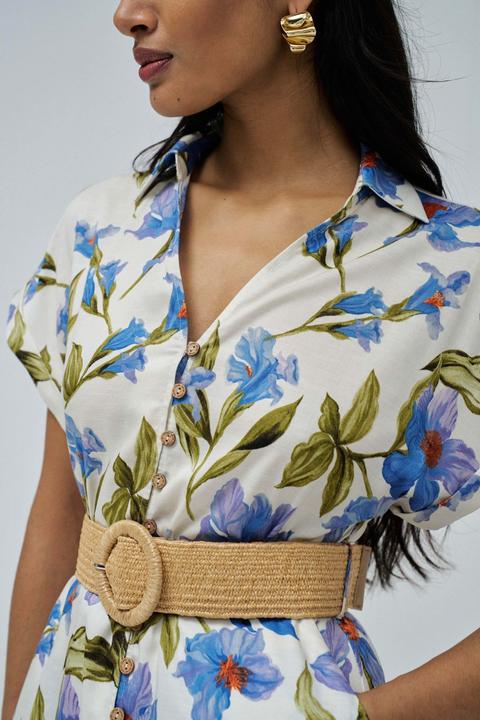 Actual product image Salsa Jeans Midikleid Linen Shirt Dress With Front Buttoned Belt (L)