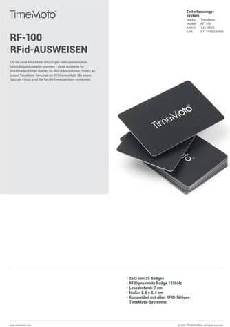 Actual product image Safescan TimeMoto RF-100 RFID Badges