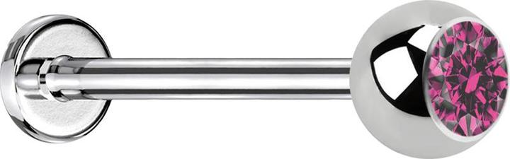 Produktbild Star Piercing Micro Labret silber mit Kugel und Kristall pink (ohne Messing, Chirurgenstahl 316L)