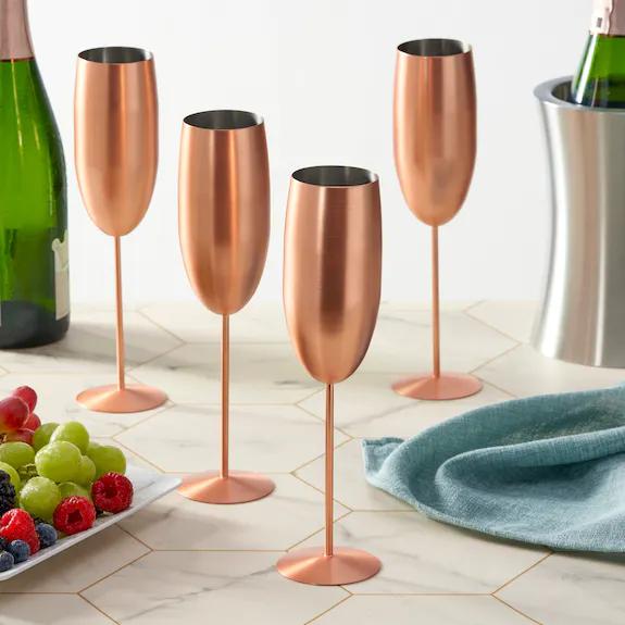 Produktbild Oak & Steel Edelstahl Weingläser Rosegold matt 4er-Set (50 cl, 4 Gläser, Weingläser Set)