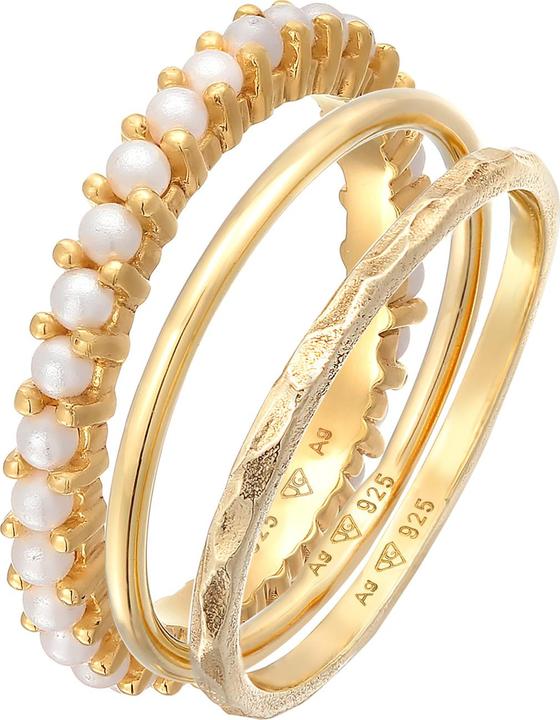Produktbild Elli Ring Stapelring Perlen 3er Set 925 Silber (52, 925 Silber)
