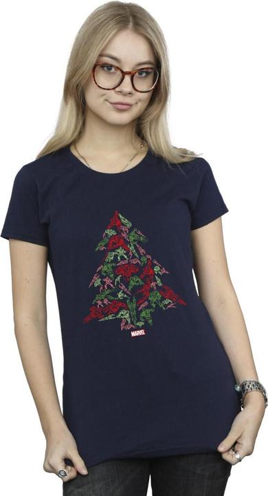 Actual product image Womens/Ladies Avengers Christmas Tree Cotton T-Shirt (M)
