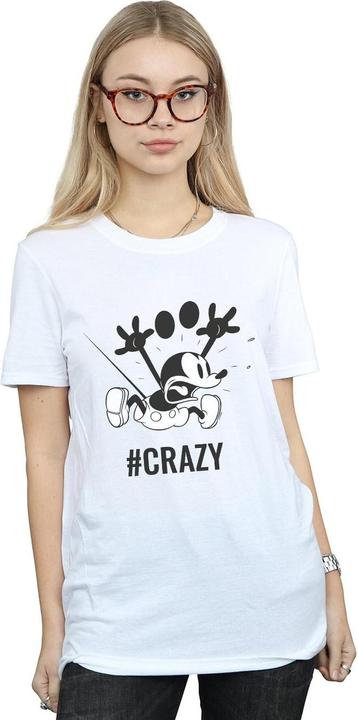 Actual product image Disney Womens/Ladies Mickey Mouse #Crazy Cotton Boyfriend T-Shirt (S)