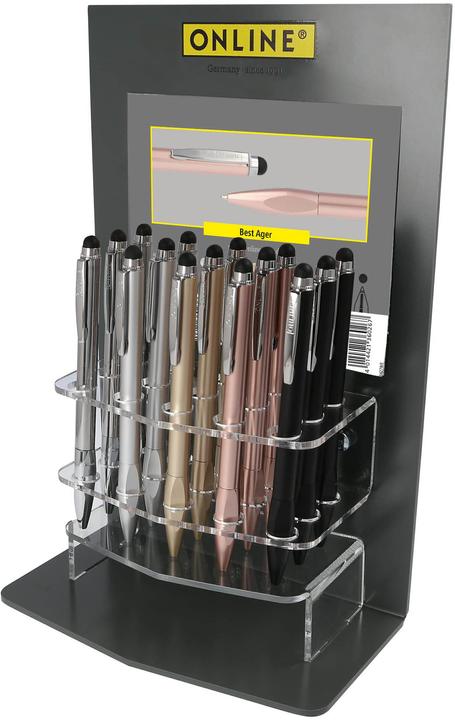 Produktbild Online BEST AGER - Kugelschreiber Thekendisplay (Silber, Schwarz, Beige, Pink, 15 x)