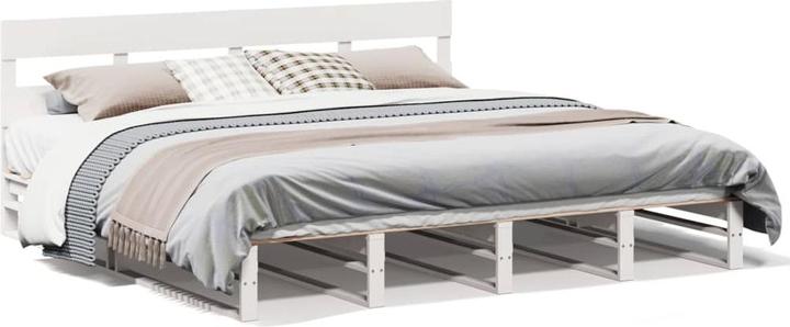 Image du produit VidaXL Lit en bois massif Lit en bois Lit palette Tête de lit Blanc 200x200cm Pin (200 x 200 cm)