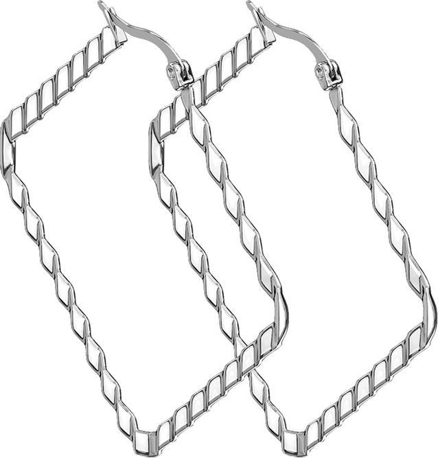 Produktbild Star Piercing Ohrring silber Wellenmuster viereckig (ohne Messing, Chirurgenstahl 316L)