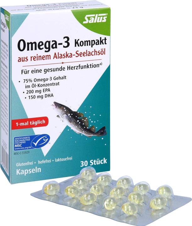 Actual product image Salus Omega-3 Compact Pollock Oil Caps (30 Piece, Capsules, 48 g)