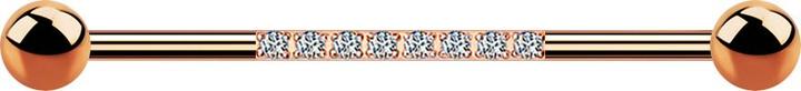 Produktbild Star Piercing Barbell rosegold mit zwei Kugeln acht Kristalle silber (ohne Messing, Chirurgenstahl 316L)