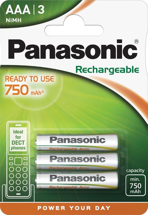 Produktbild Panasonic Rechargeable DECT (3 Stk., AAA, 750 mAh)