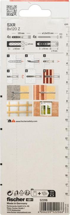 Actual product image Fischer Fisc long-shafted dowel SXR 8x120 Z K 4 052206 (4 pcs.)
