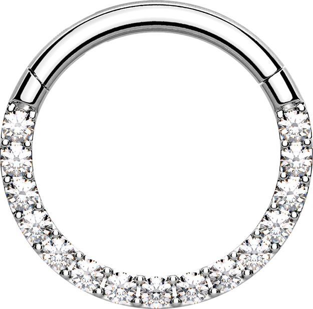 Immagine prodotto Hollywood Body Jewelry Anello micro segmento con cerniera in argento cristalli frontali argento (Acciaio chirurgico 316L, senza ottone)