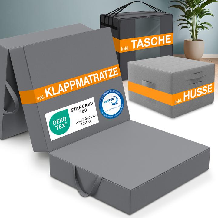 Immagine prodotto Bestschlaf Materasso pieghevole con copertura e borsa per il trasporto (90 x 200 cm, Nucleo di schiuma)