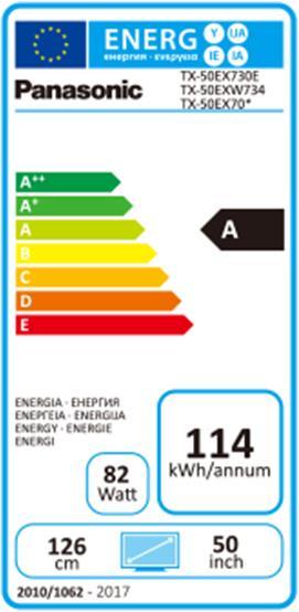 Energie-Label Panasonic Tx-50exw734 (50", LCD, 4K, 2017)