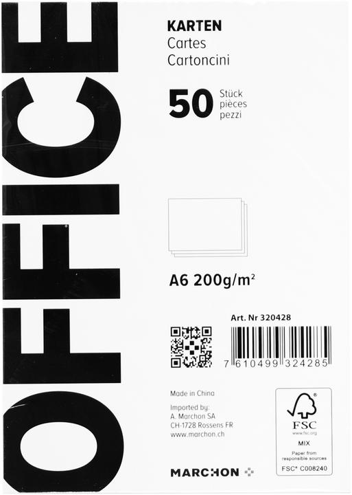 Image du produit Office Carte vierge A6 (50 pcs)