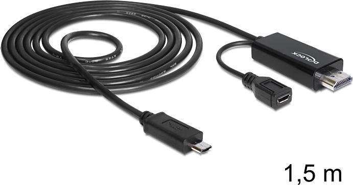 Actual product image Delock MHL 11pin to HDMI cable (1.50 m, Other, HDMI)