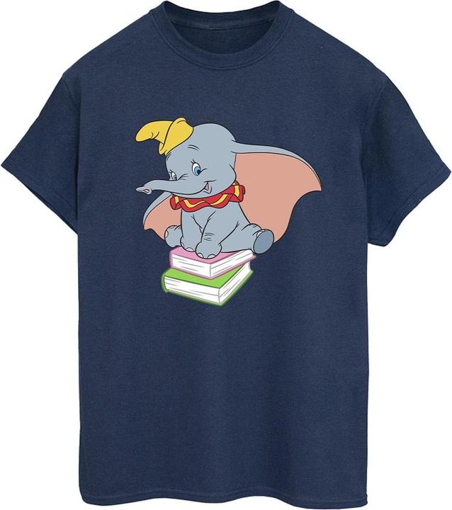 Actual product image Disney Womens/Ladies Dumbo Sitting On Books Cotton Boyfriend T-Shirt (XXL)