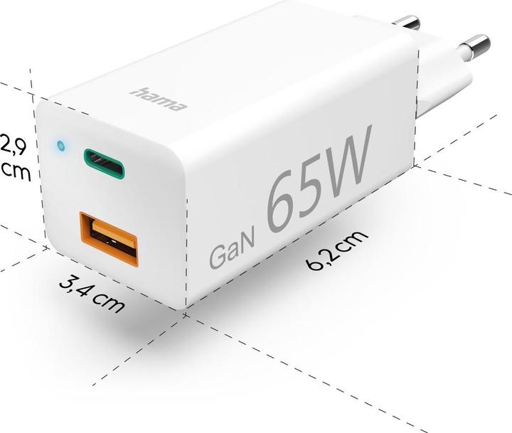 Actual product image Hama GaN Charger + USB cable (65 W)