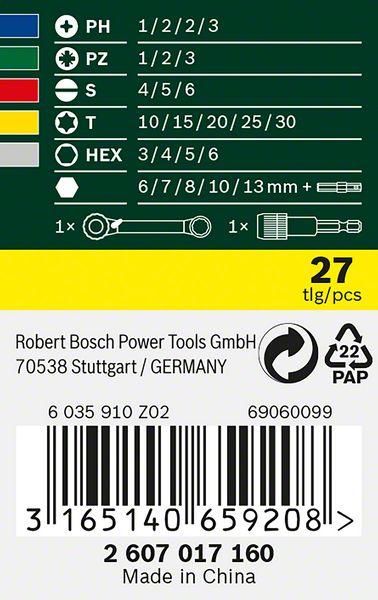 Produktbild Bosch Professional Zubehör Schrauberbit- und Ratschen-Set, 27-teilig (27-teilig)