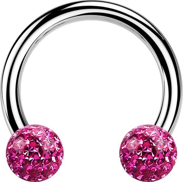 Immagine prodotto Star Piercing Campanile circolare in argento con due sfere di cristallo rosa con strato protettivo epossidico (Acciaio chirurgico 316L, senza ottone)