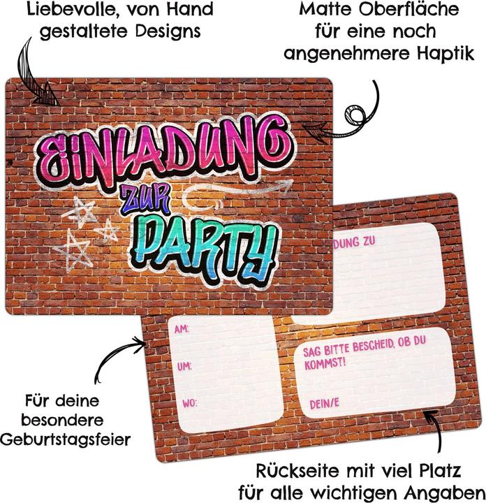 Actual product image Papierdrachen Geburtstags Einladungskarte Jugendlich Mädchen (12 pcs.)