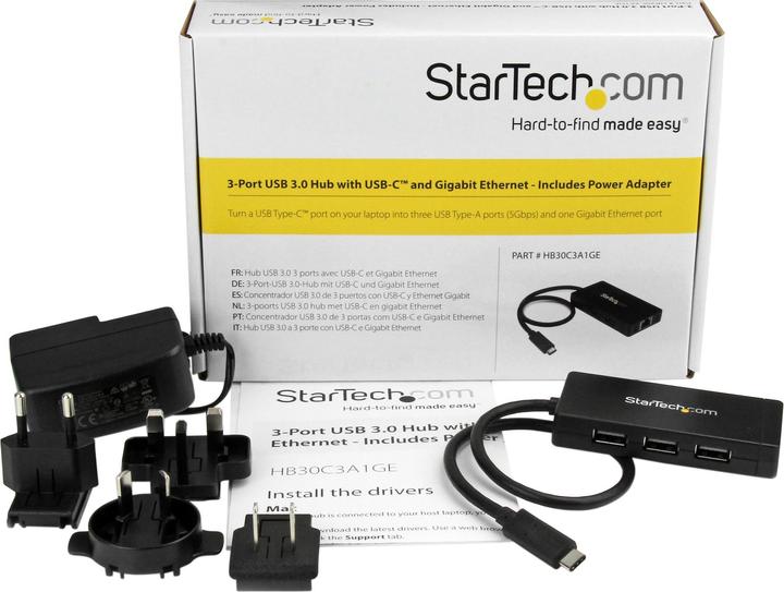 Produktbild StarTech 3-Port USB-C Hub with Gigabit (USB-C, 3 Ports)