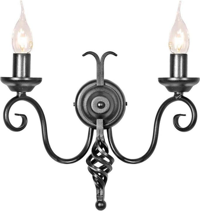 Image du produit Elstead Lighting Harlech Applique murale E14 double noir, Made in UK (E14)
