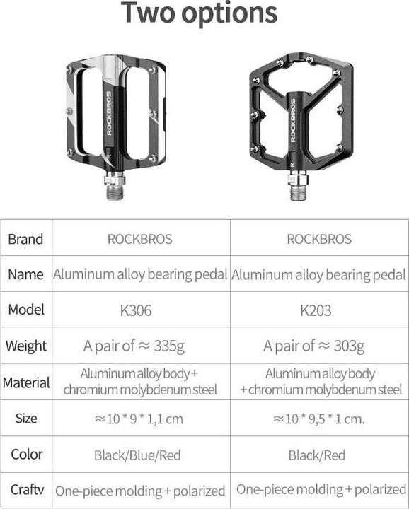 Actual product image Rockbros K203-BK bicycle pedal set - black