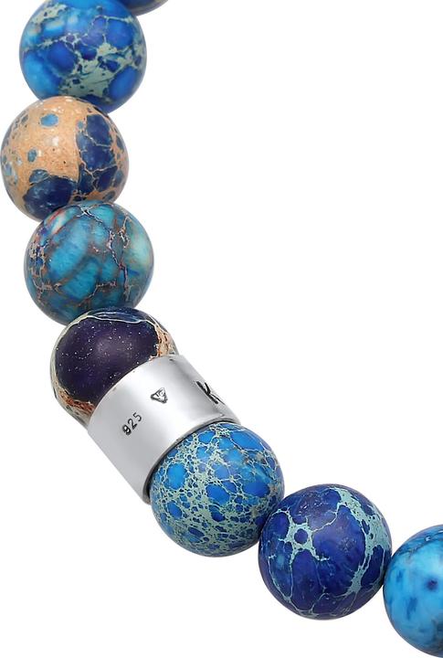 Produktbild Kuzzoi Armband Herren Achat Perlen Blau Beads 925 Silber (21 cm, Plastik, 925er Sterling Silber, Achat)