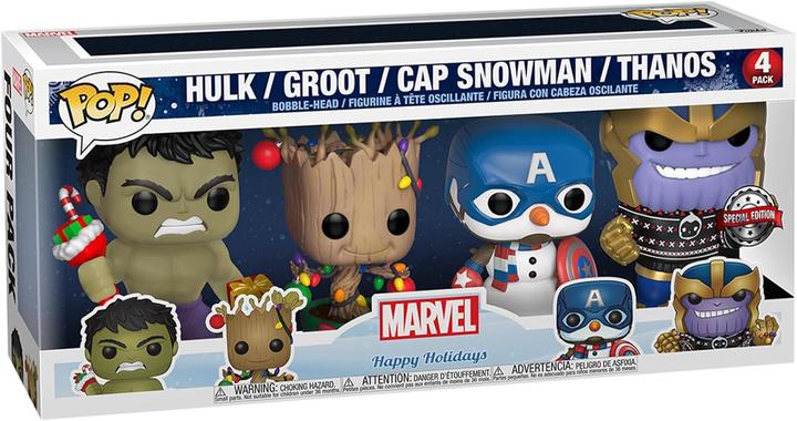 Image du produit Funko Pop! Marvel Xmas 4 Pack (Hulk/Groot/Cap/Thanos) Excl