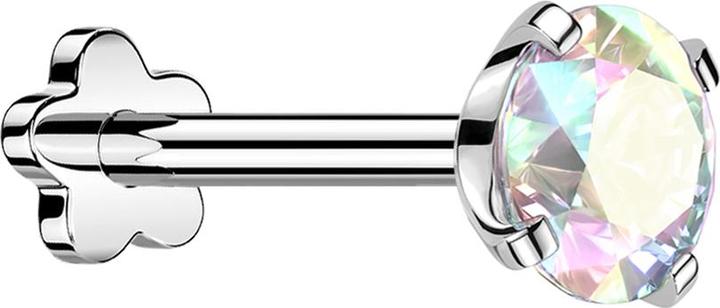 Star Piercing Micro Threadless Labret Blume silber mit Kristall multicolor gefasst (Titan G23, ohne Messing)