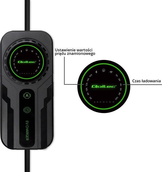 Actual product image Qoltec Mobilna ładowarka do samochodu elektrycznego EV z regulacją 2w1 Typ2 | SCHUKO | 3.5kW | 230V (Type 2, 3.50 kW, 16 A)