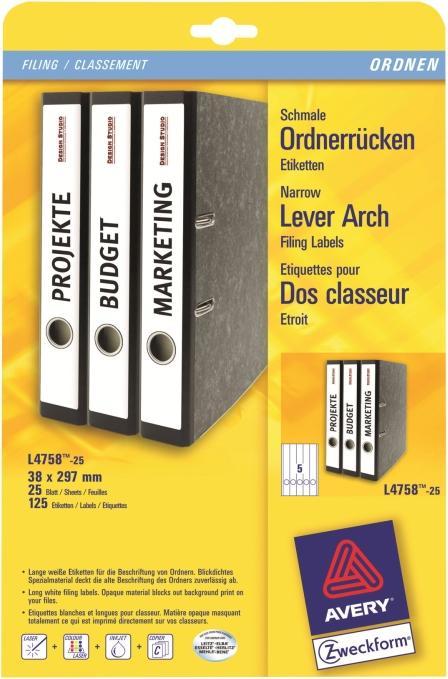 Actual product image Avery Folder labels