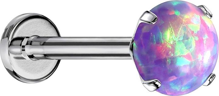 Produktbild Star Piercing Micro Threadless Labret silber Opal violett gefasst (Titan G23, ohne Messing)