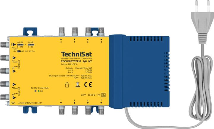 Actual product image TechniSat TECHNISYSTEM 5/8 NT Sat distributor 8 outputs 1 orbit position (Terminal strips)