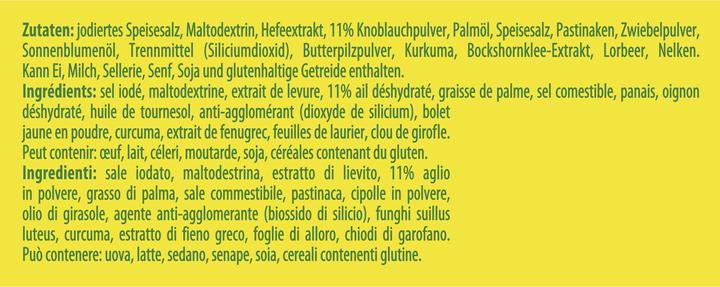 Nutritional values and ingredients Knorr Aromat garlic (90 g)