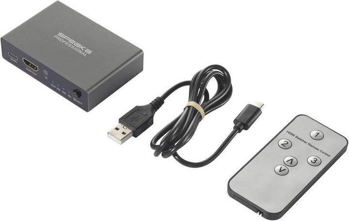 Actual product image SpeaKa Professional SP-HDS-210 3 Port HDMI Switch Ultra HD Capable 7680 x 4320 Pix