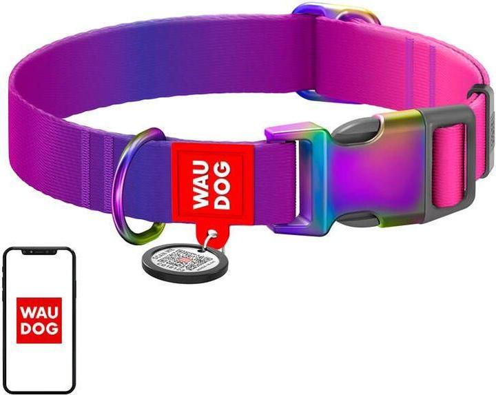Produktbild Collar Waudog gradient nylon dog with QR code, purple, size XL (XL, Hund, Allgemein)