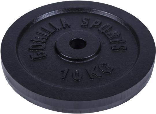 Produktbild Gorilla Sports Hantelscheibe Guss Schwarz 1,25-15 KG (1 x 10 kg)
